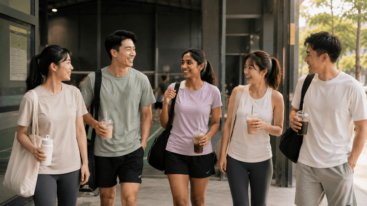 Friends connecting naturally after a Rivet Circles shared activity