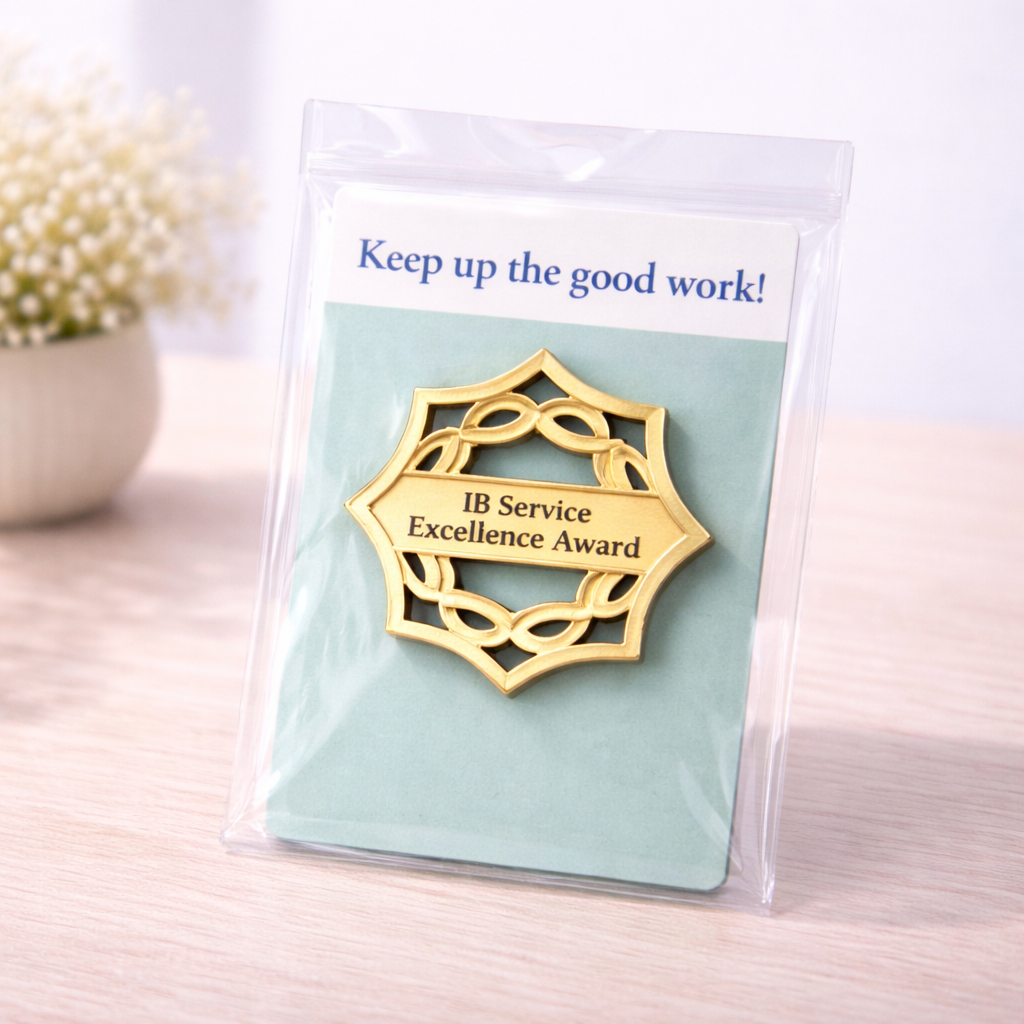 Custom Stainless Steel Badge — personalised gift from Rivet Crafts Singapore