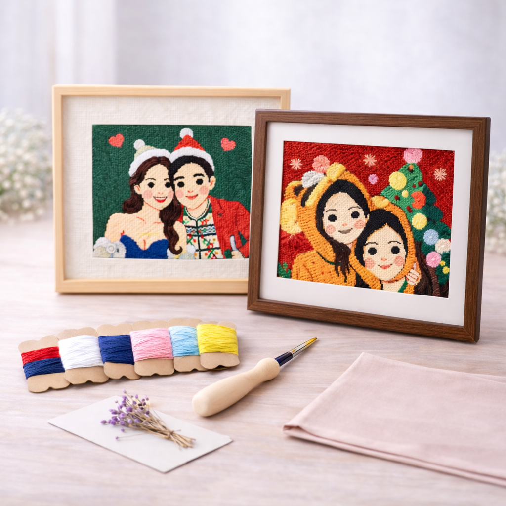 Custom Punch Needle Portrait DIY Kit — personalised gift from Rivet Crafts Singapore